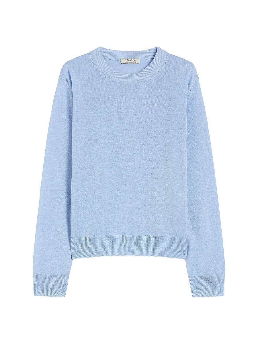 Women's Linen Yarn Crew Neck Sweater - Sky Blue - Size Large