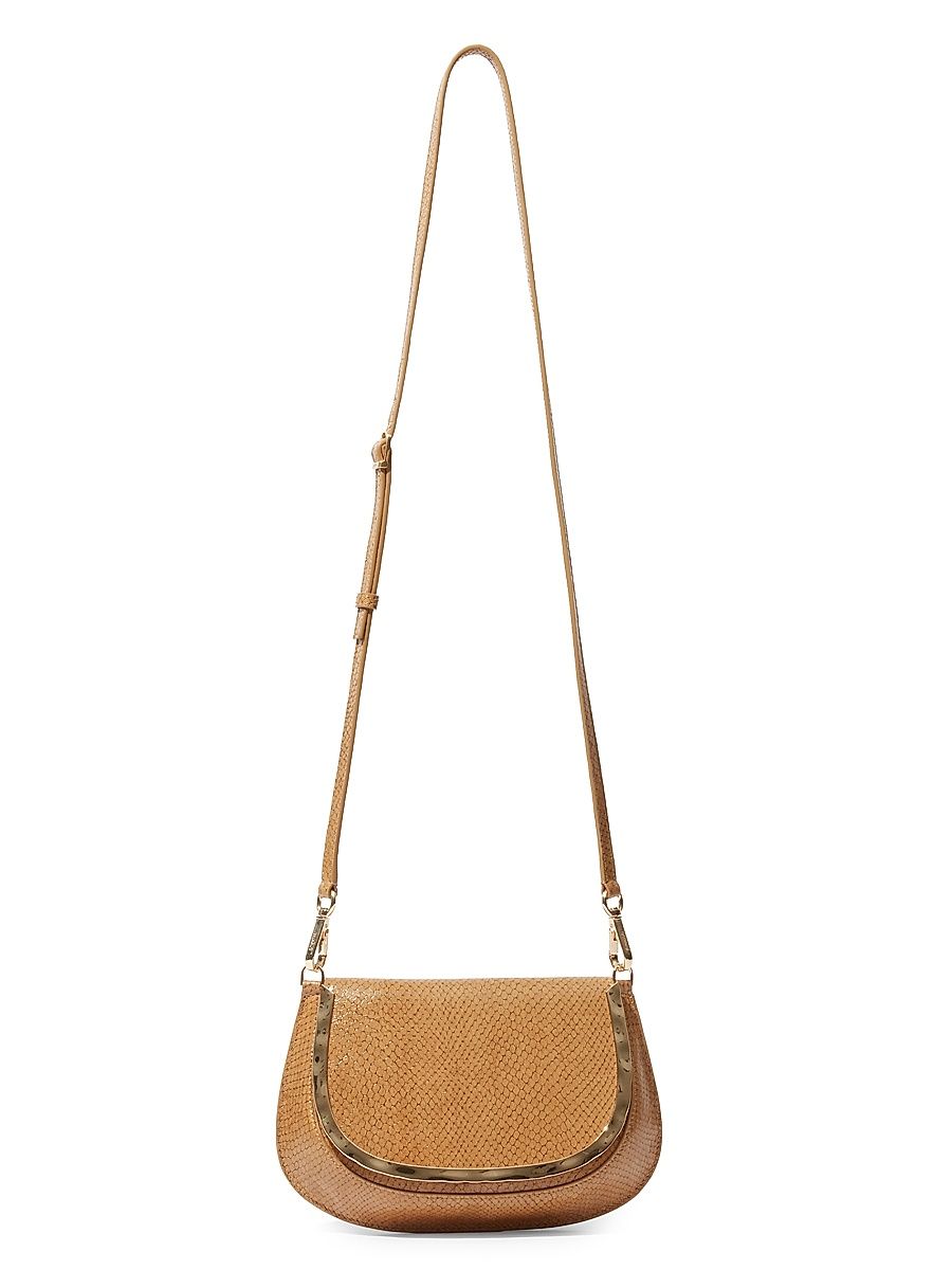 Women's Logan Debossed Leather Crossbody Bag - Camel