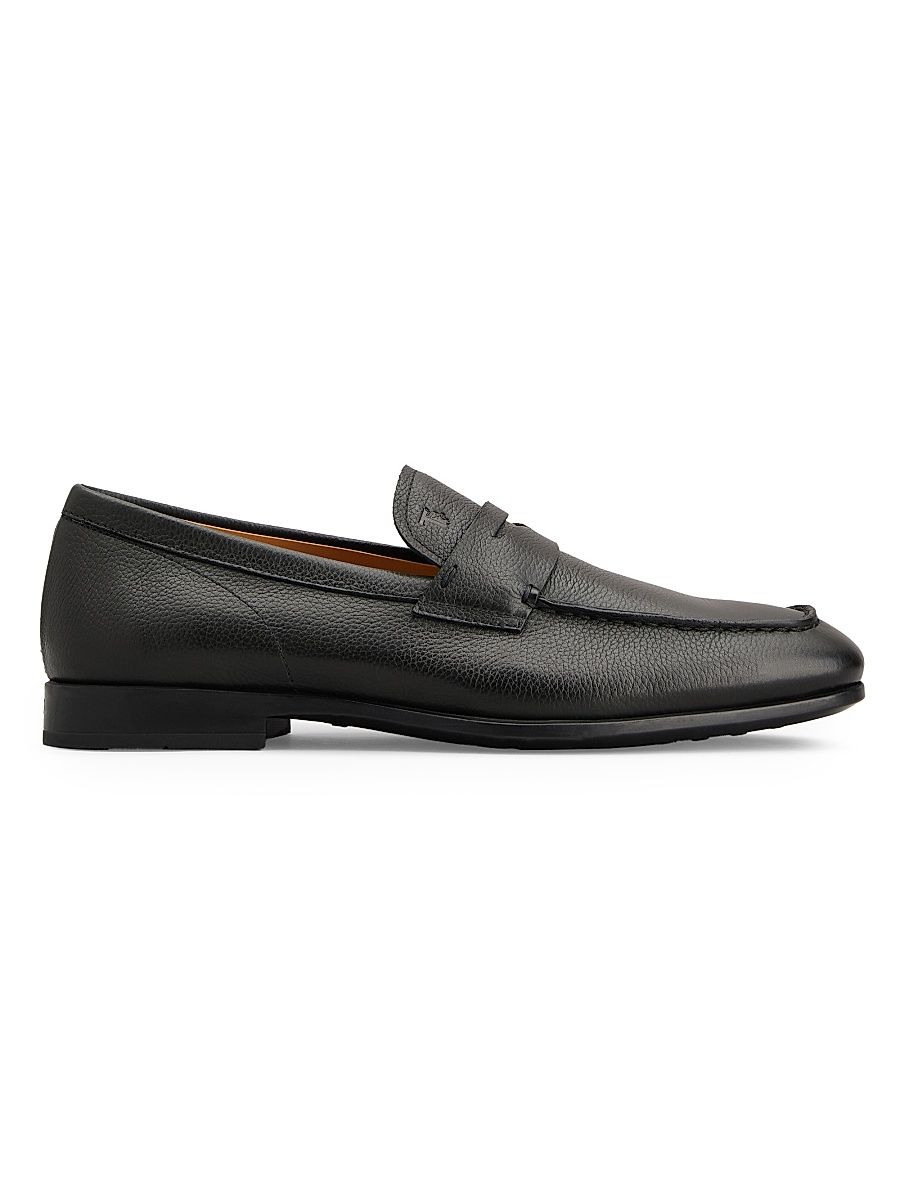 Men's Leather Penny Loafers - Black - Size 13.5