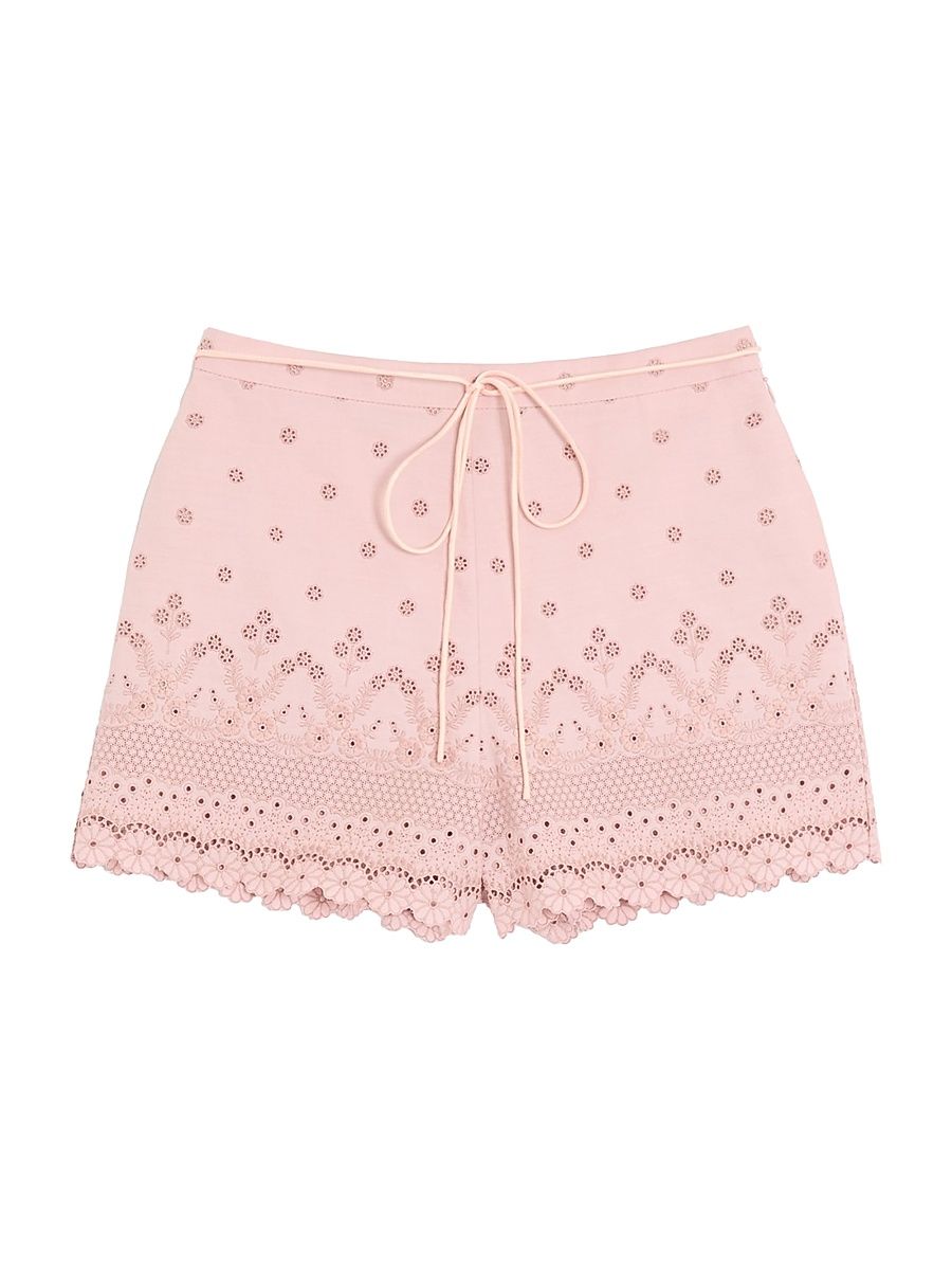 Women's Sangallo Shorts with Fleur A Jours Daisy Motif - Pink - Size 8