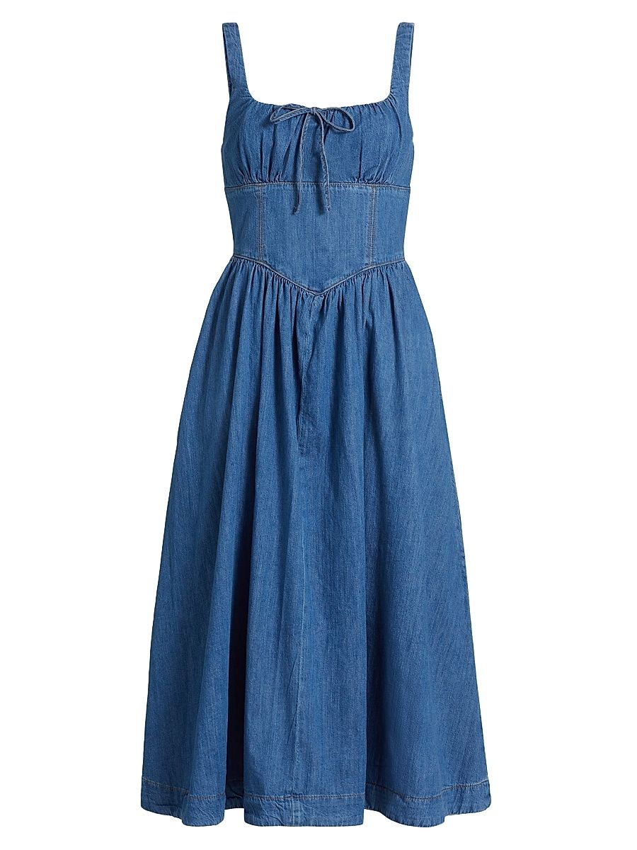 Women's Balia Denim Fit & Flare Midi-Dress - Rhine - Size 8