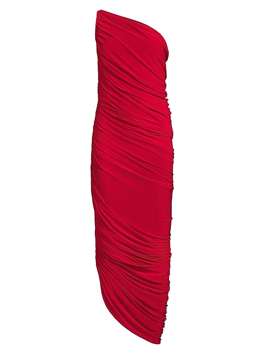 Norma Kamali Women's Diana Ruched One-Shoulder Gown - Red - Size XS