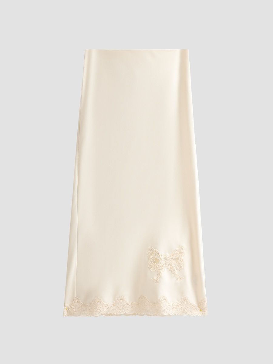 Women's Avelaine Midi Slip Skirt - Alabaster Glow - Size XL