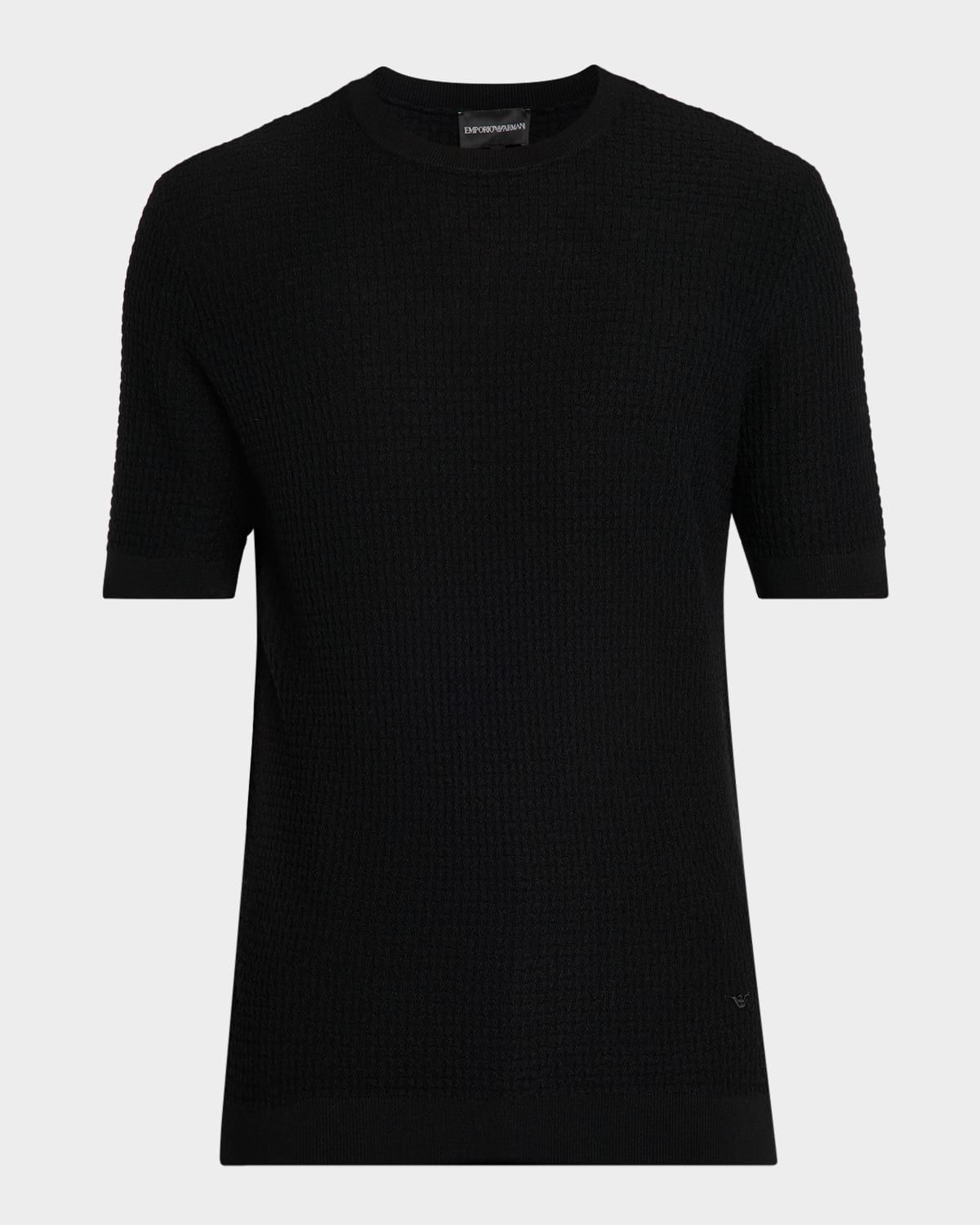Men & apos;s Texture-Knit Stretch Short-Sleeve Sweater