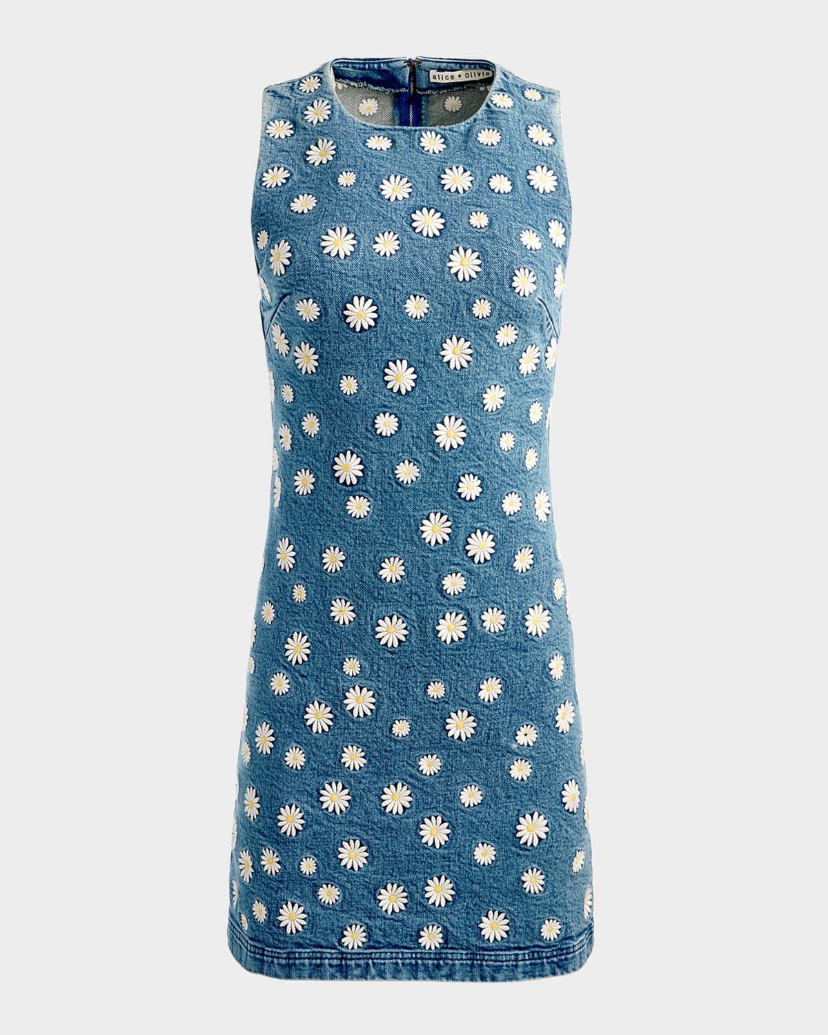 Wynell Embroidered Denim Mini Dress