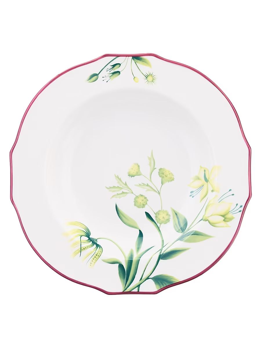 Florenza Porcelain Soup Plate - Green White