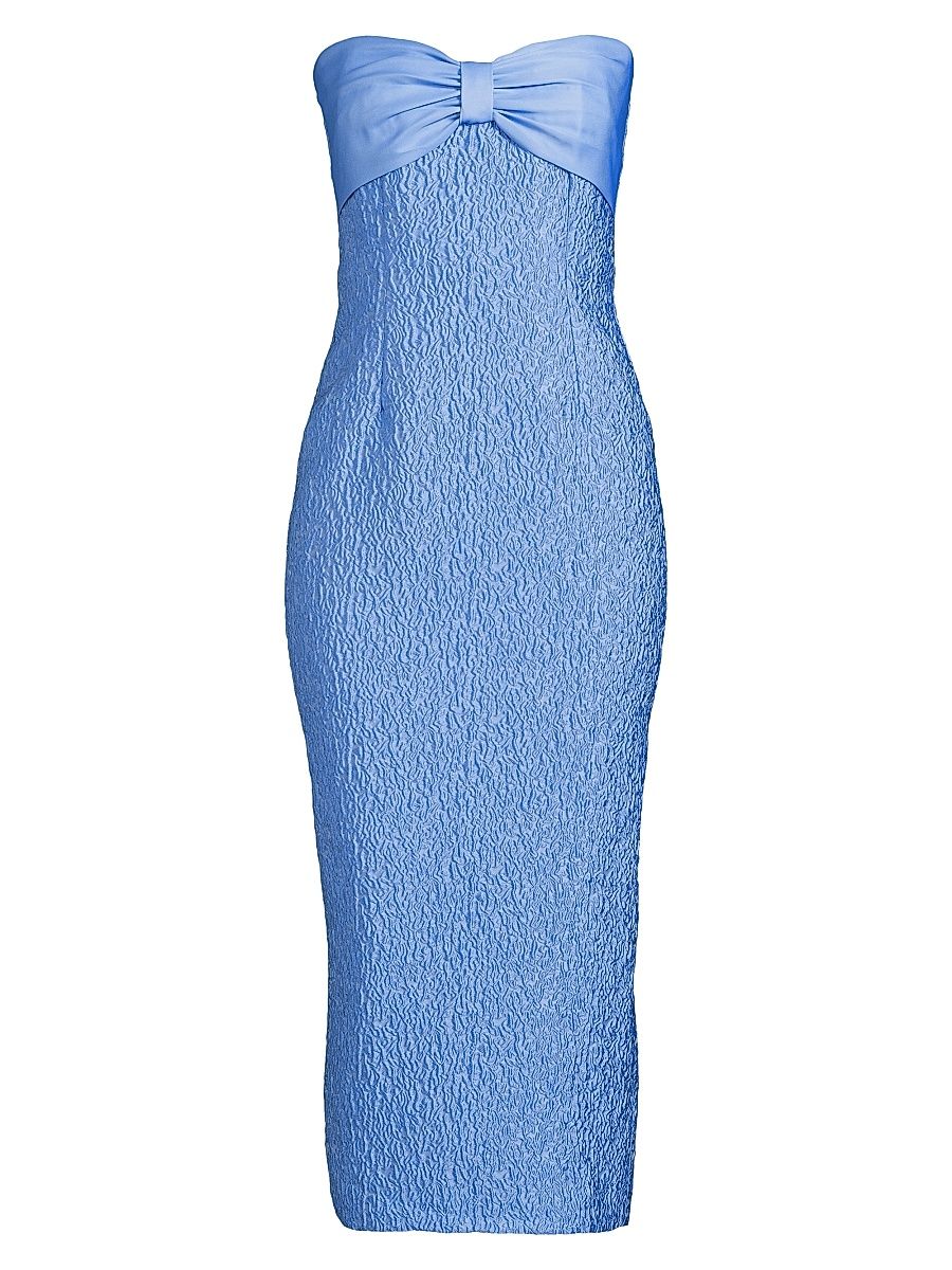 Women's Jackie Jacquard Bow Midi-Dress - Azure Blue - Size 12
