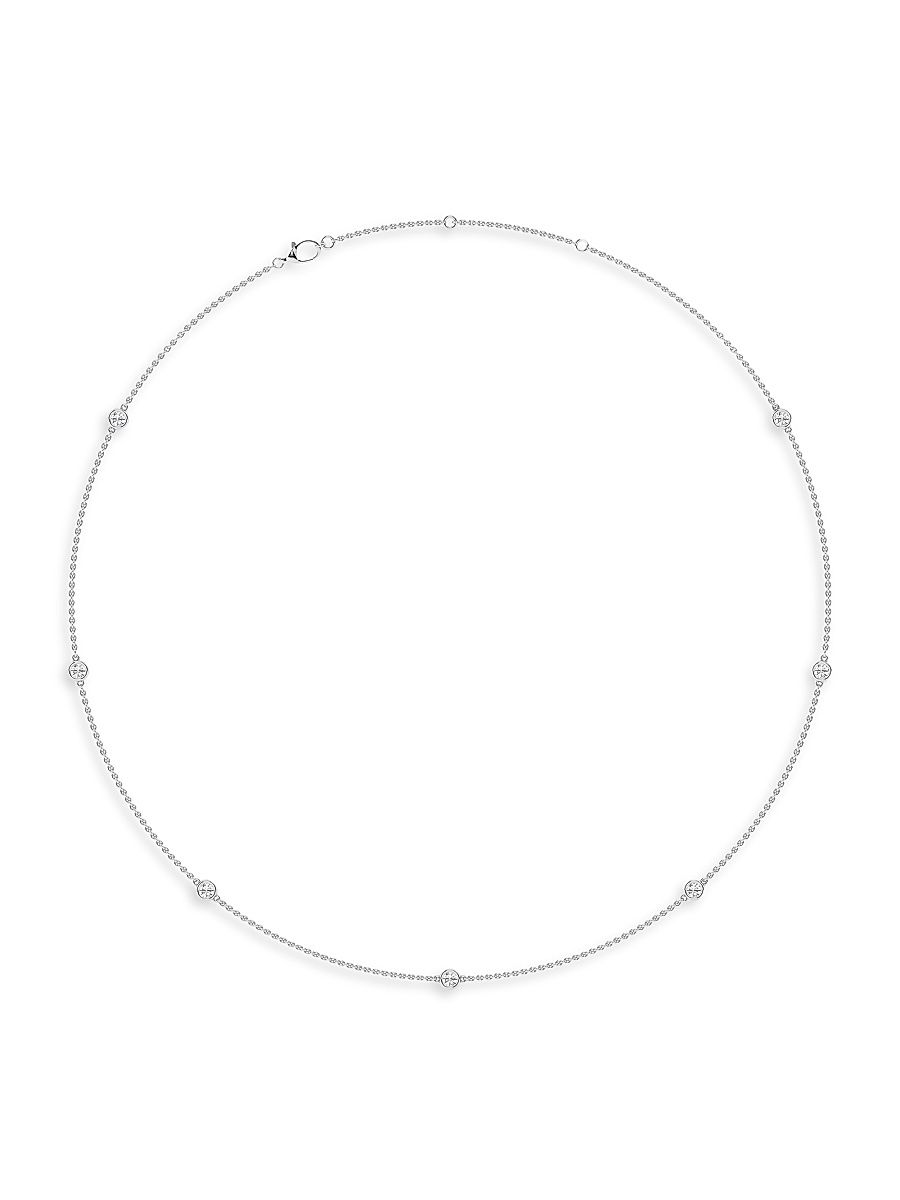 Women's 14K White Gold & 7-Diamond Station Necklace/0.70-2.10 TCW - 0.7 Tcw - Size 16