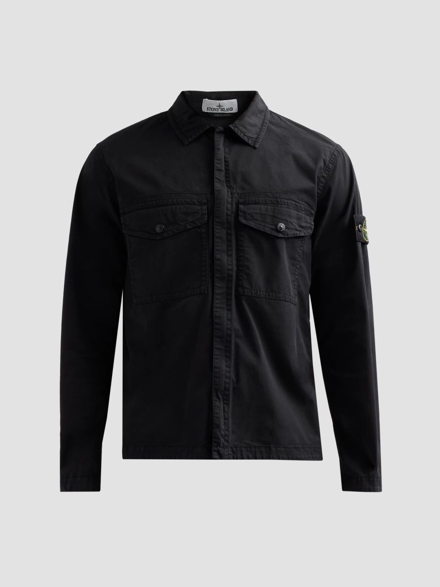 Stone Island Men's Stretch-Cotton Overshirt - Black - Size XXL