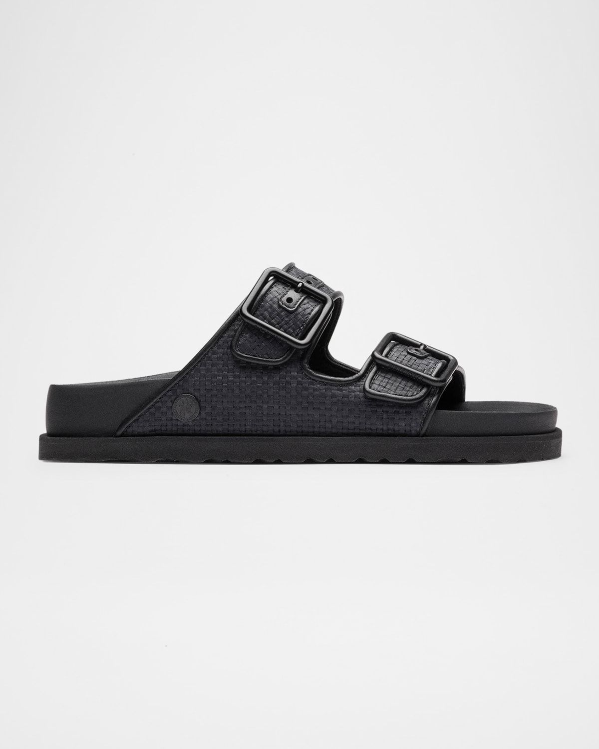 Arizona Raffia Dual-Buckle Slide Sandals