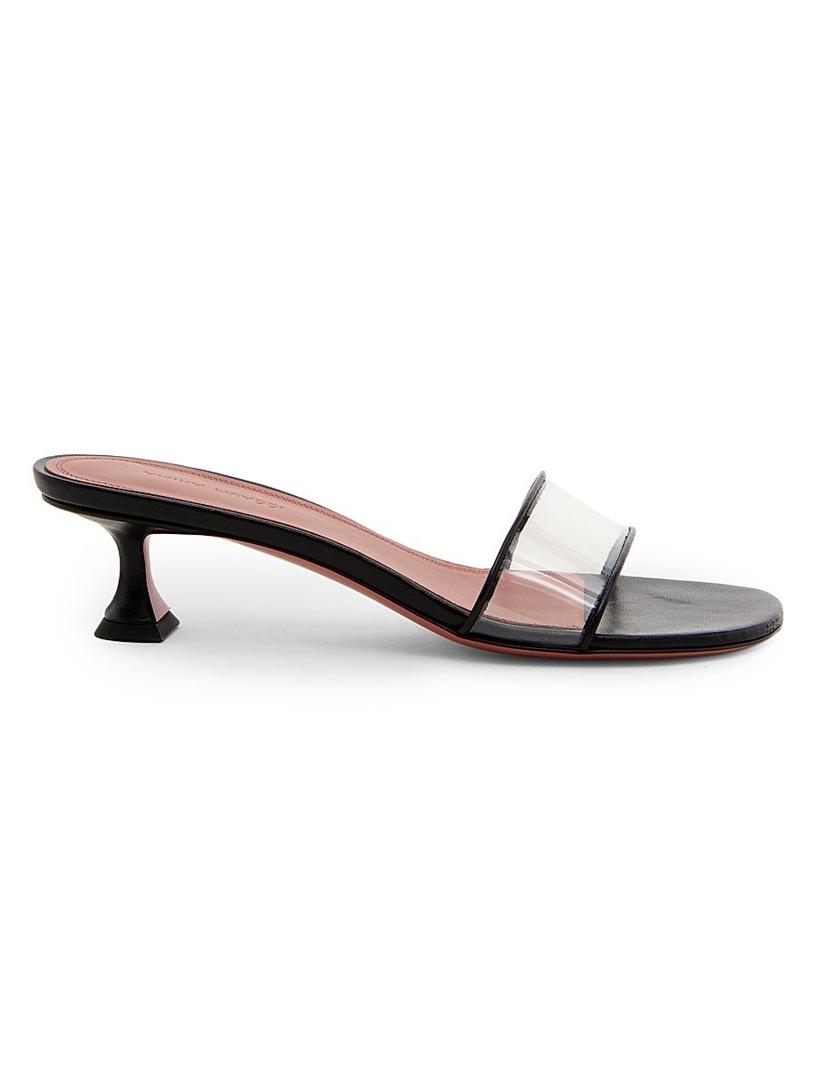 Women's Andreea Glass 45MM PVC & Leather Mules - Black Nappa Transparent - Size 6