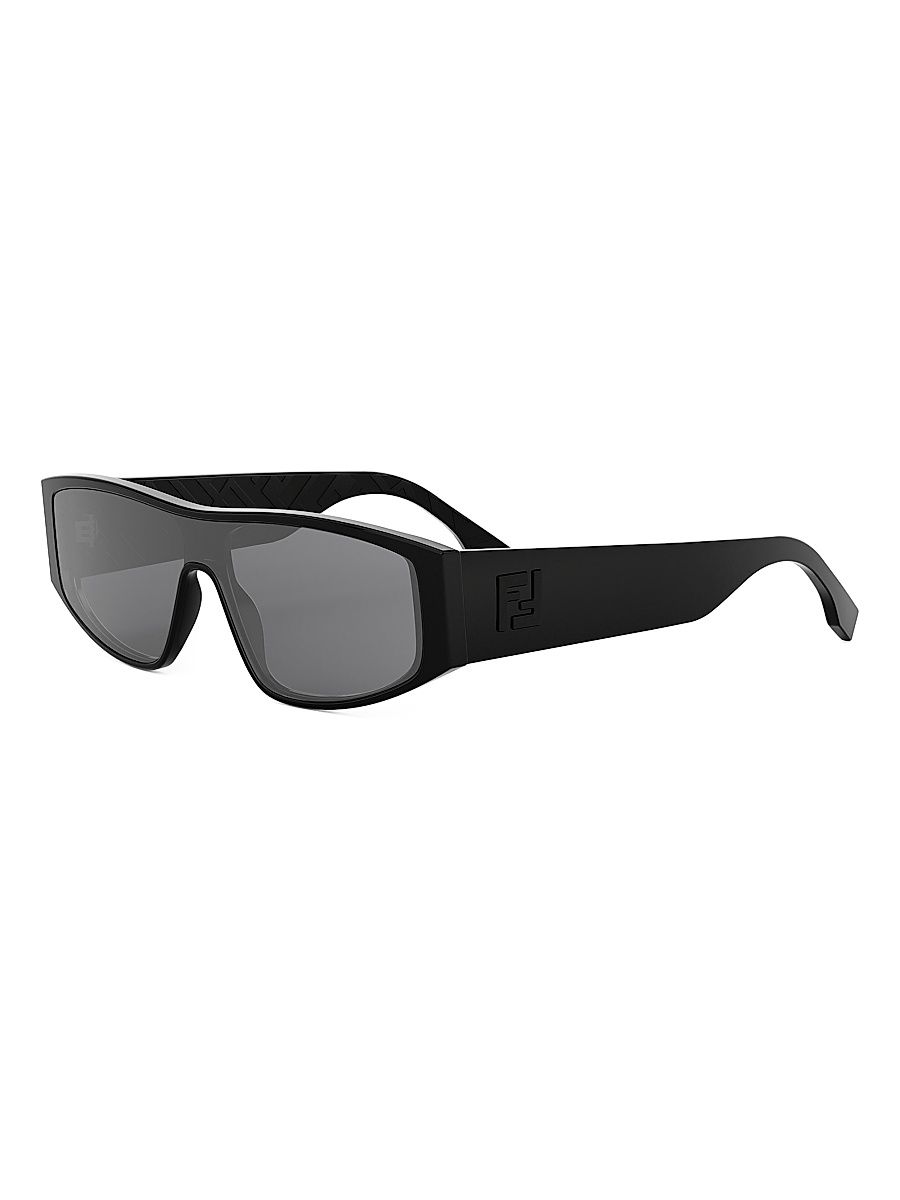 Men's FF 133MM Geometric Sunglasses - Shiny Black Smoke
