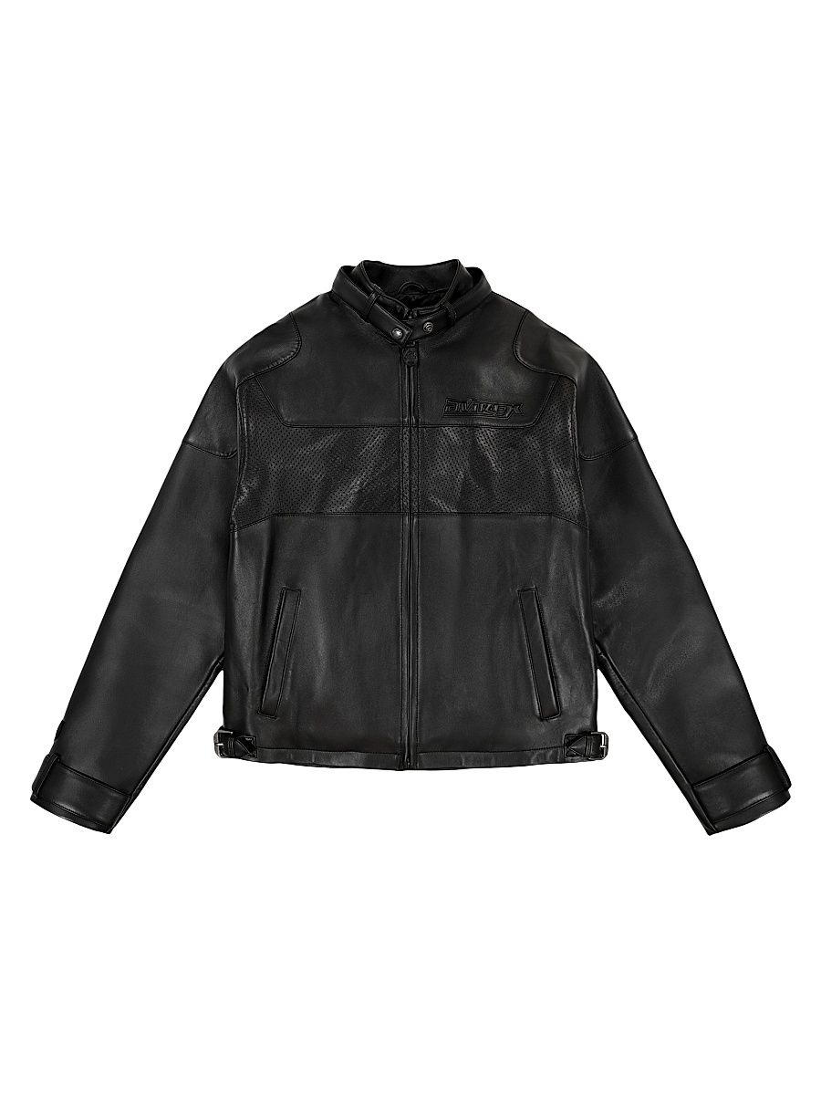 Men's Black-Out Leather Racing Jacket - Black - Size Small