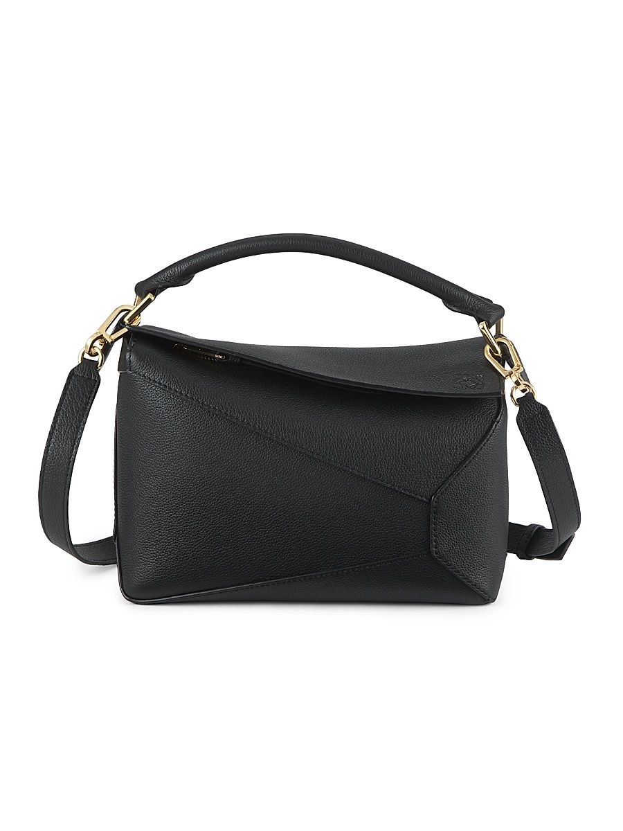 Women's Small Puzzle Edge Handle Bag - Black
