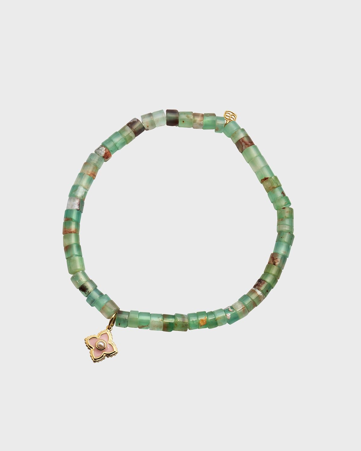 14k Gold Moroccon Beaded Bracelet with Pearl Charm