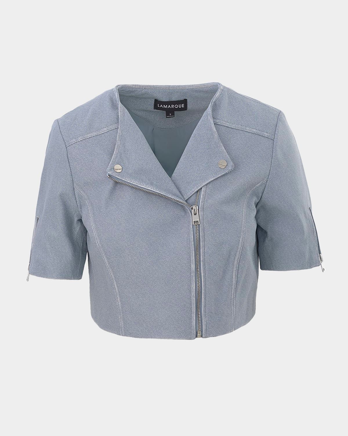 Kirsi Short-Sleeve Leather Jacket