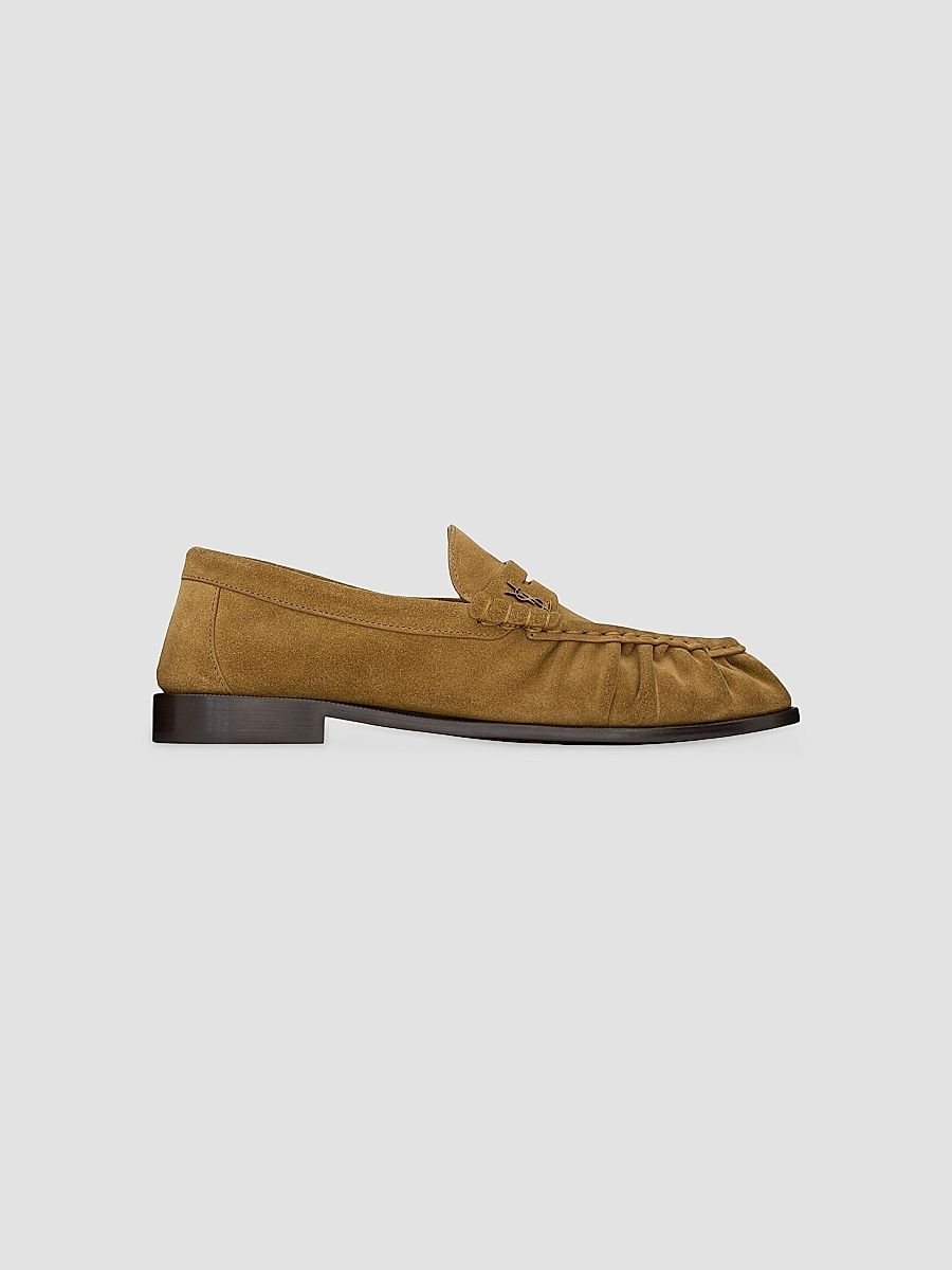 Saint Laurent Women's Le Loafers Supple in Suede - Cognac - Size 10