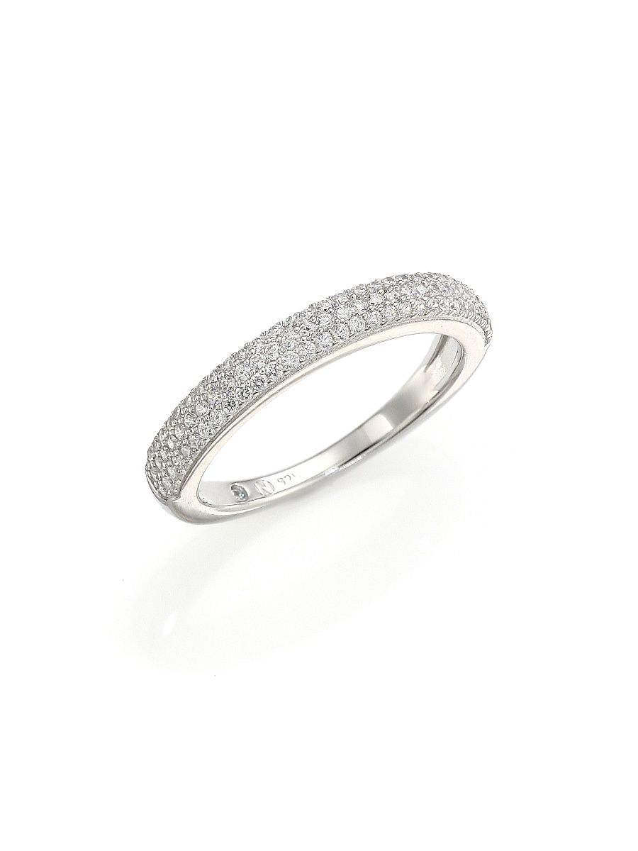 Women's Rhodium-Plated Pavé Band - Silver - Size 7