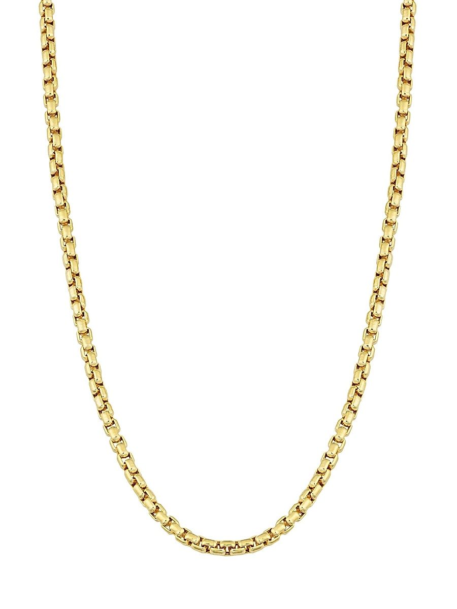 Men's 14K Yellow Solid Gold Round Bodega Box Chain - Yellow Gold - Size 18