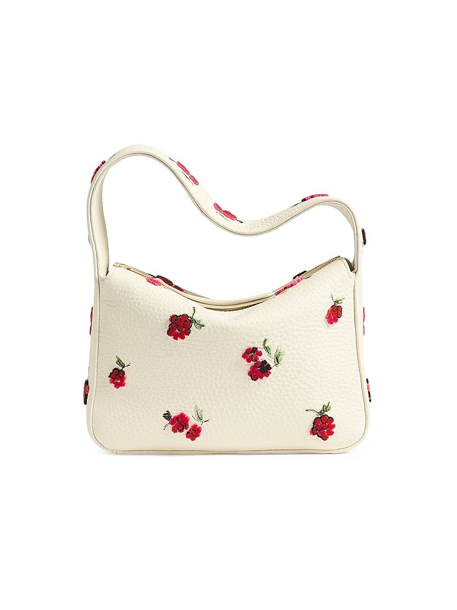 Women's Elena Small Floral Appliqué Leather Top Handle Bag - Beige Raspberry