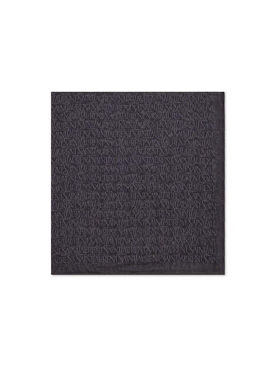 Saint Laurent Women's Large Square Scarf in Casein Fiber and Modal - Medium Grey