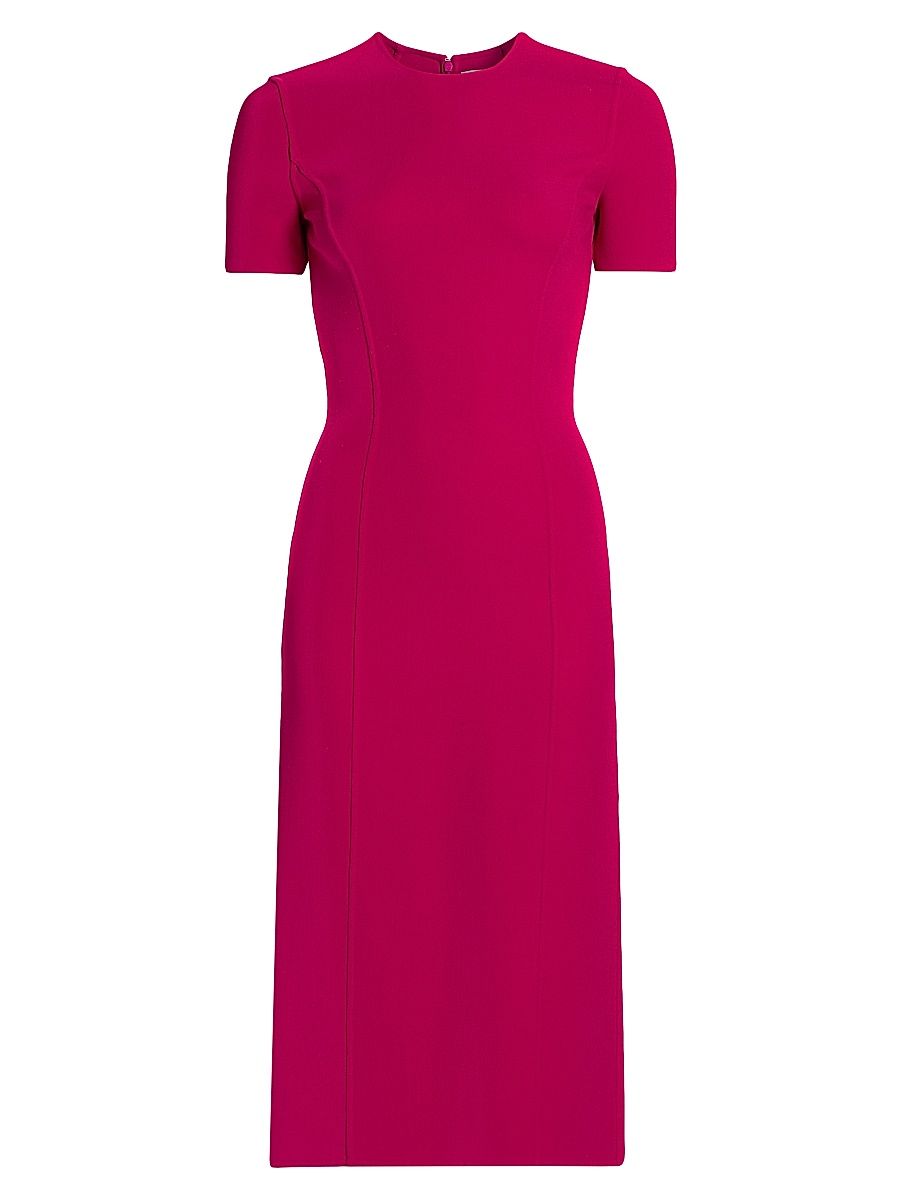 Women's Stretch Wool Sheath Midi-Dress - Raspberry - Size 12
