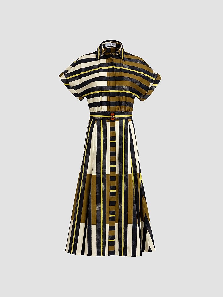 Women's Noor Printed Cotton Shirtdress - Urban Stripes - Size XS