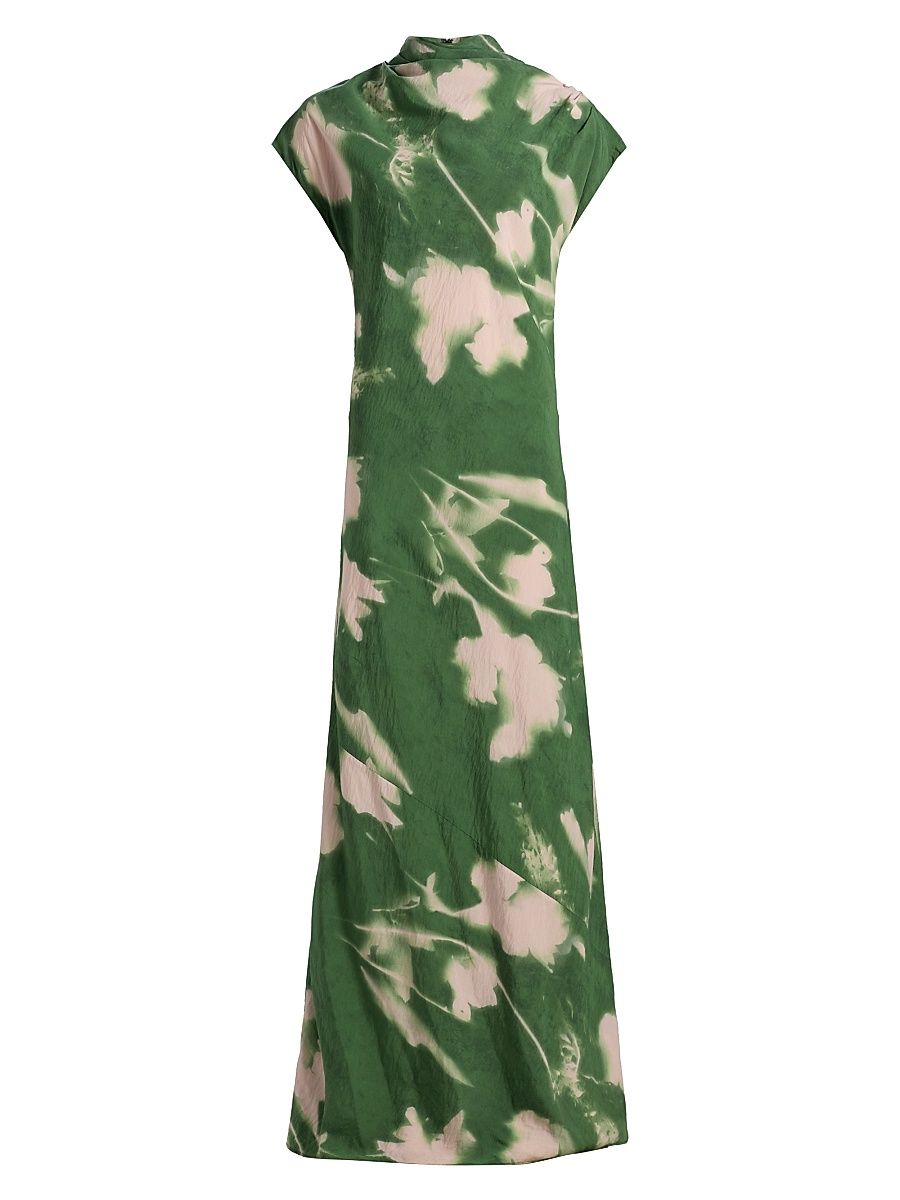 Women's Abstract Floral Crepe A-Line Gown - Cactus - Size 16
