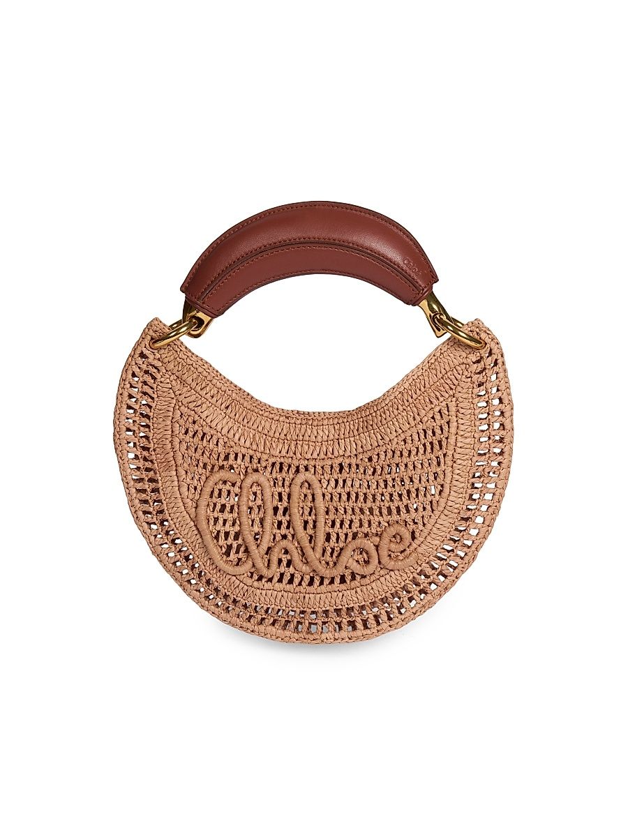 Women's Summer Banana Raffia-Leather Hobo Bag - Summery Beige