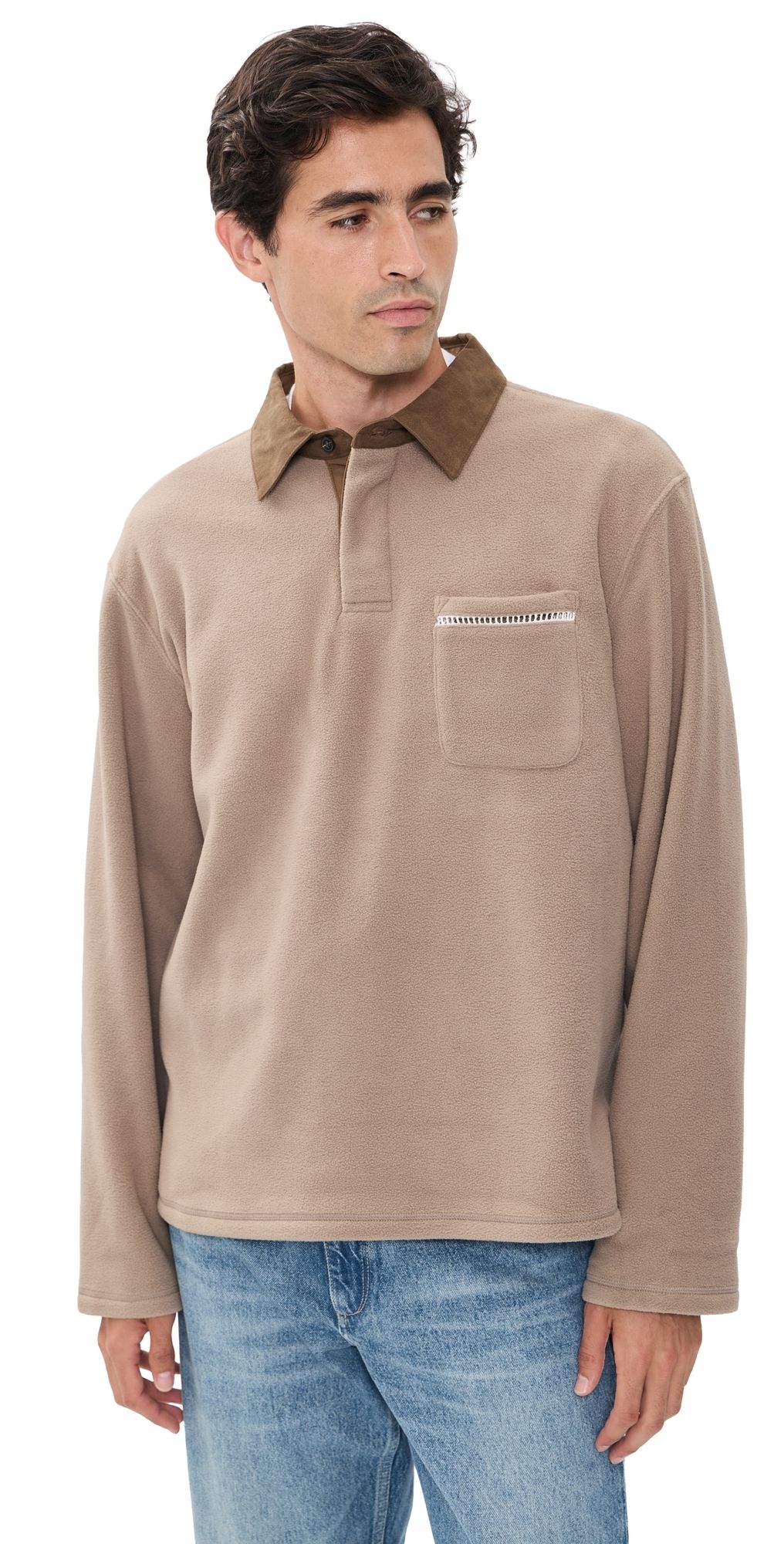 Rhythm Ladder Polar Polo Sweater Stone L