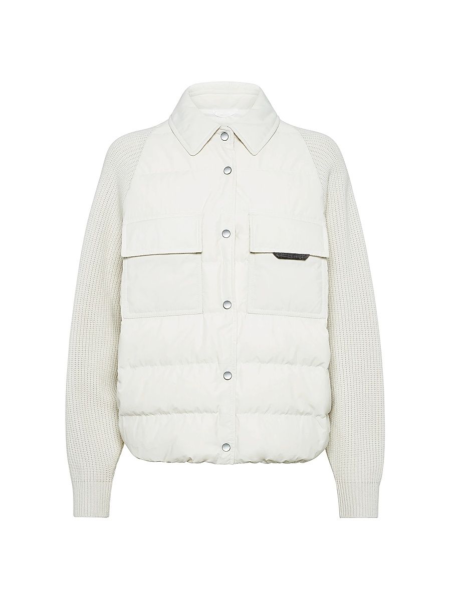 Women's Water Resistant Techno Cotton and Virgin Wool Jacket - Ivory - Size 14