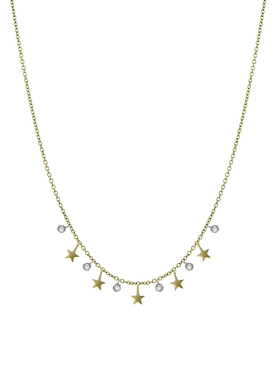 Women's 14K Yellow Gold & Diamond Star Charm Necklace