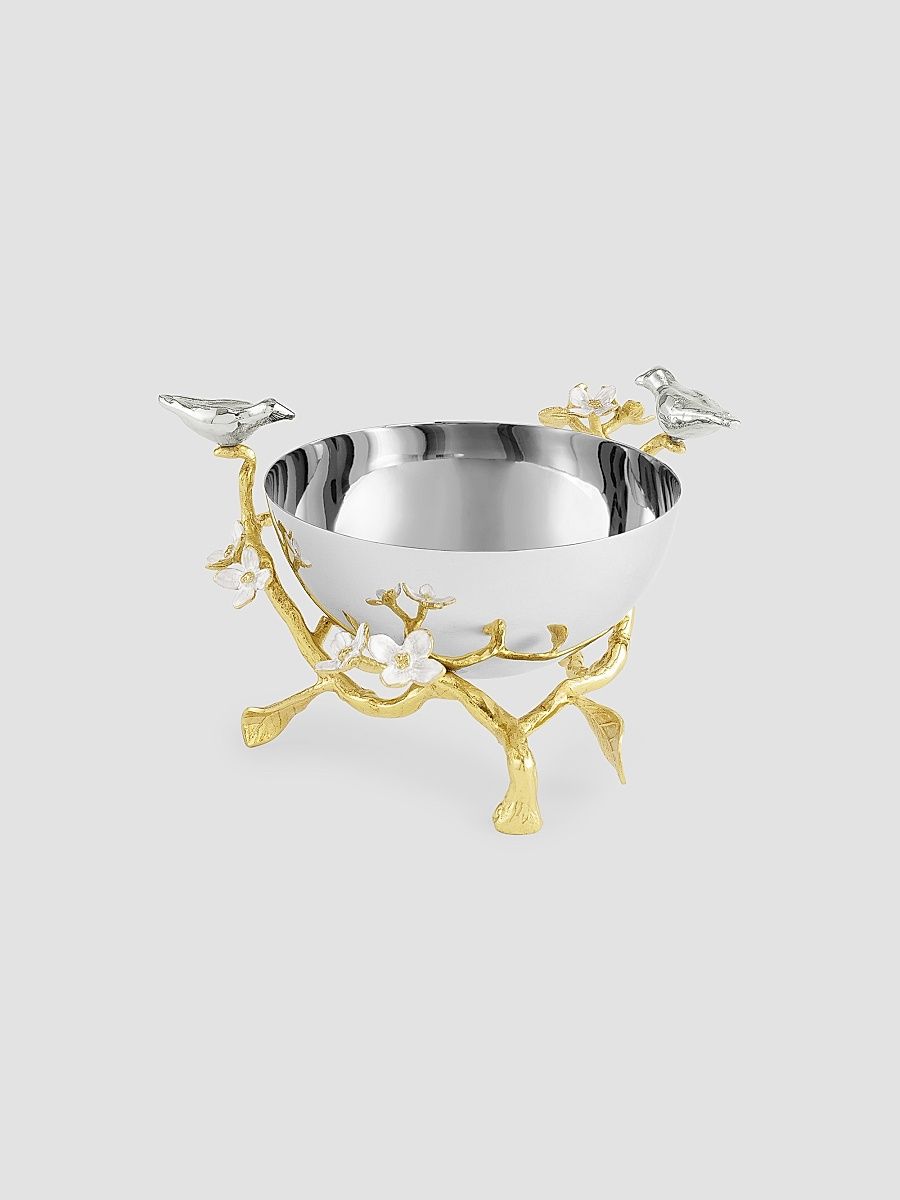 Lovebirds Silver & Gold Nut Bowl