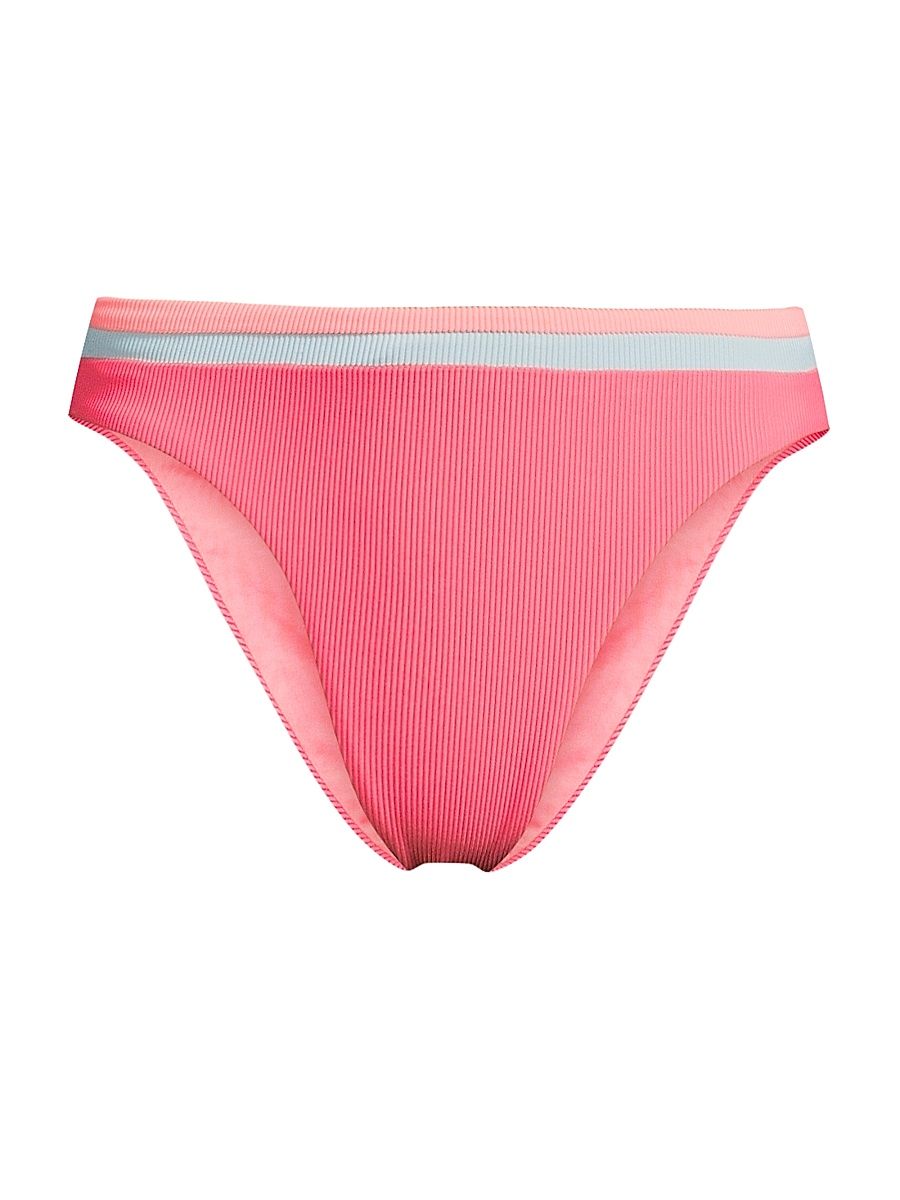Women's Saffron Rib-Knit Bikini Bottom - Guava Jelly Colorblock - Size XL