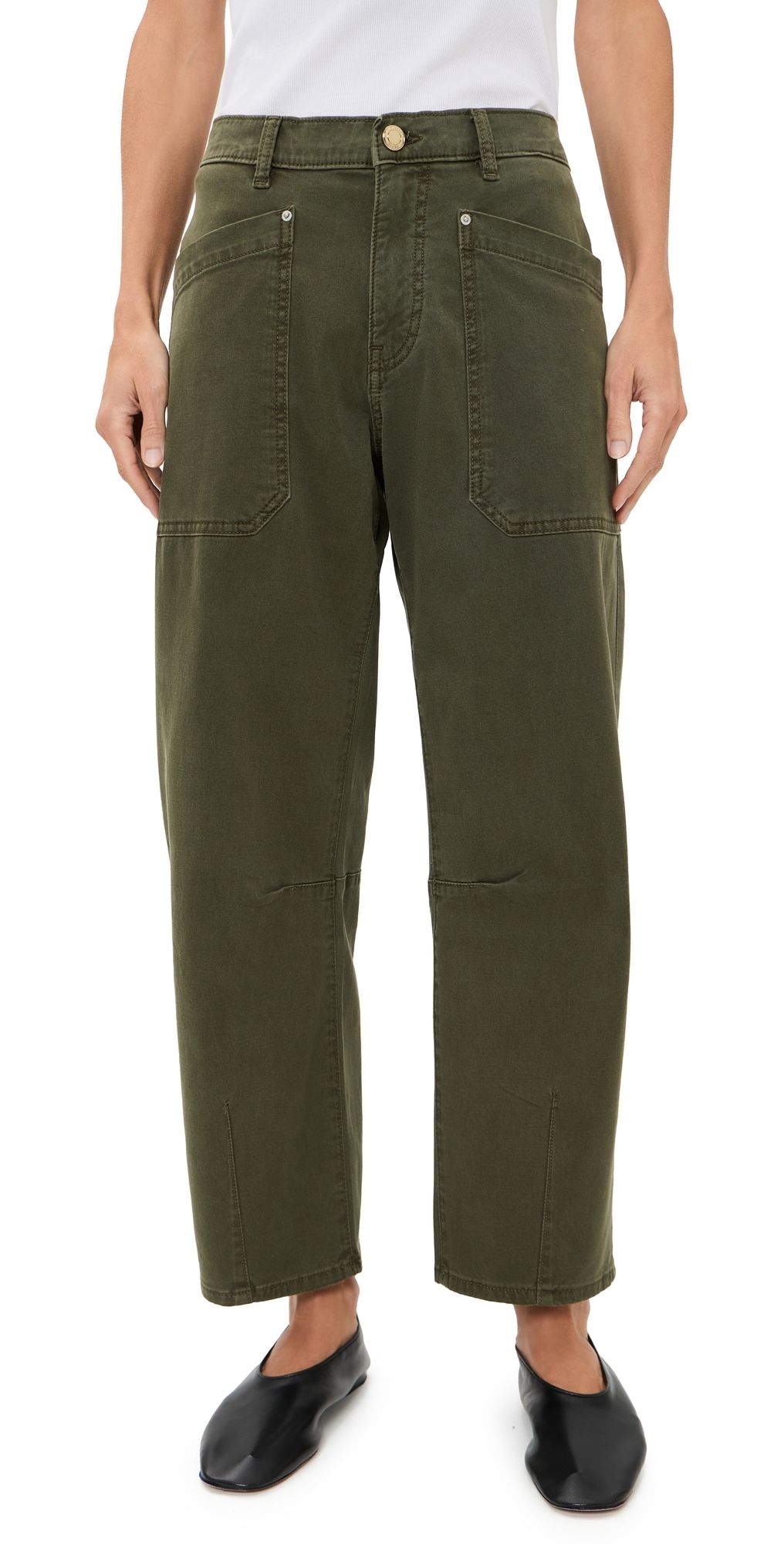 DL1961 Bilie Easy Barrel Petite High Rise Ankle Pants Pine 30