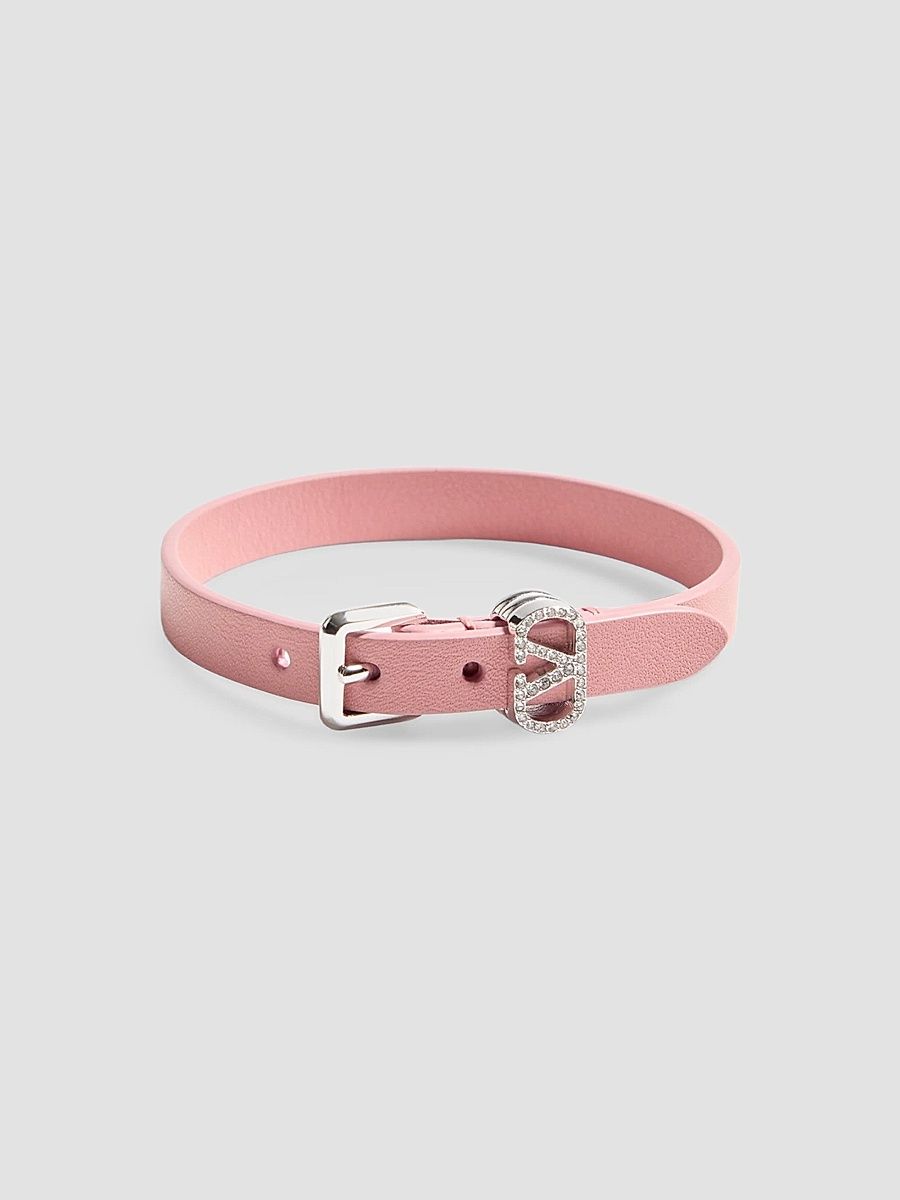 Valentino Women's Ovalette Bracelet in Leather and Swarovski Crystals - Pink Crystal