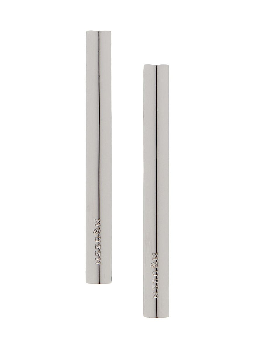 Women's Silvertone Bar Drop Earrings - Palladium