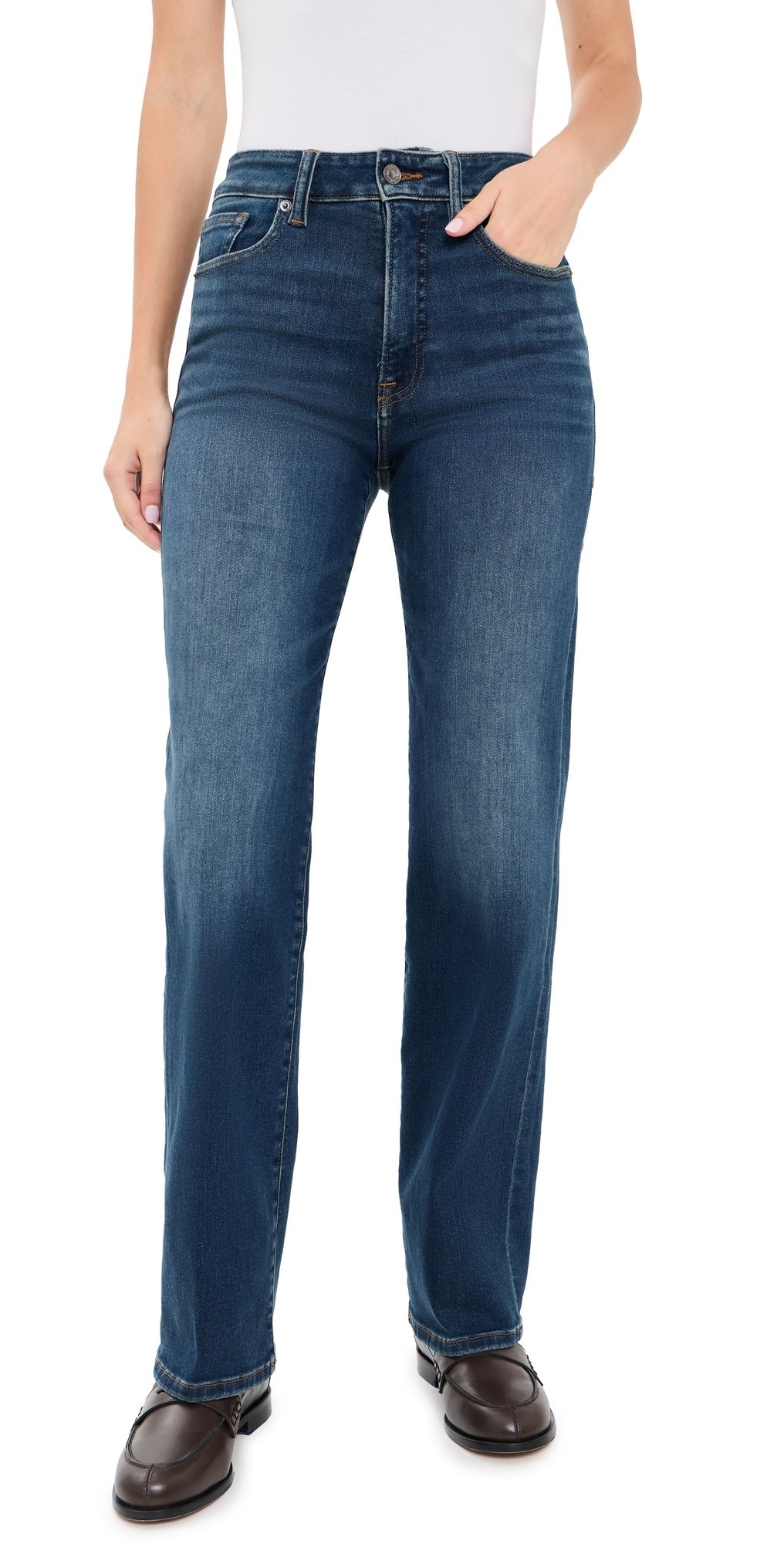 Good American Soft Tech Good True Straight Jeans Indigo1132 8