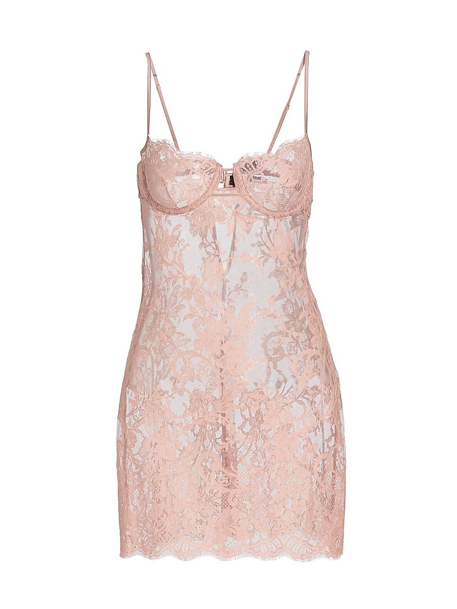 Women's Camille Lace Mini-Slipdress - Buff - Size Large