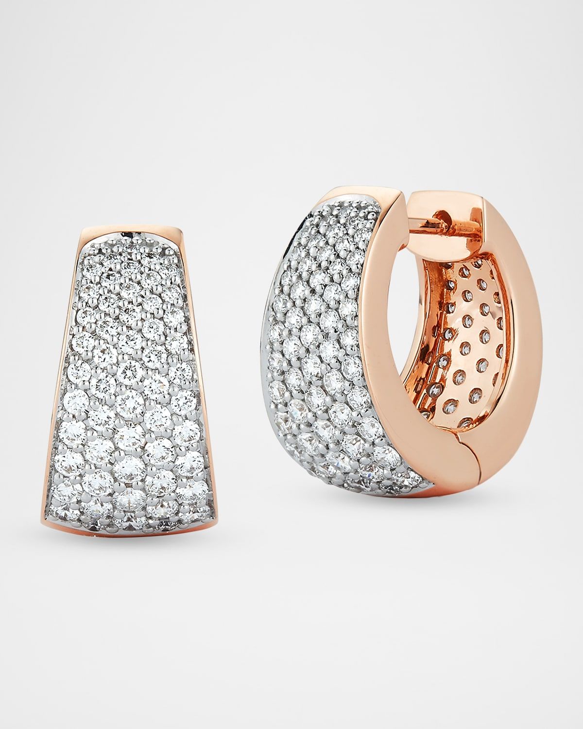 Lytton 18K Rose Gold Pave Tapering Hoop Earrings