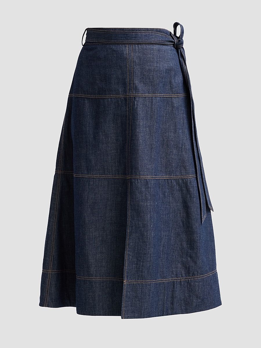 Women's Hudley Tie-Waist Denim Midi Skirt - Midnight Rinse - Size 8
