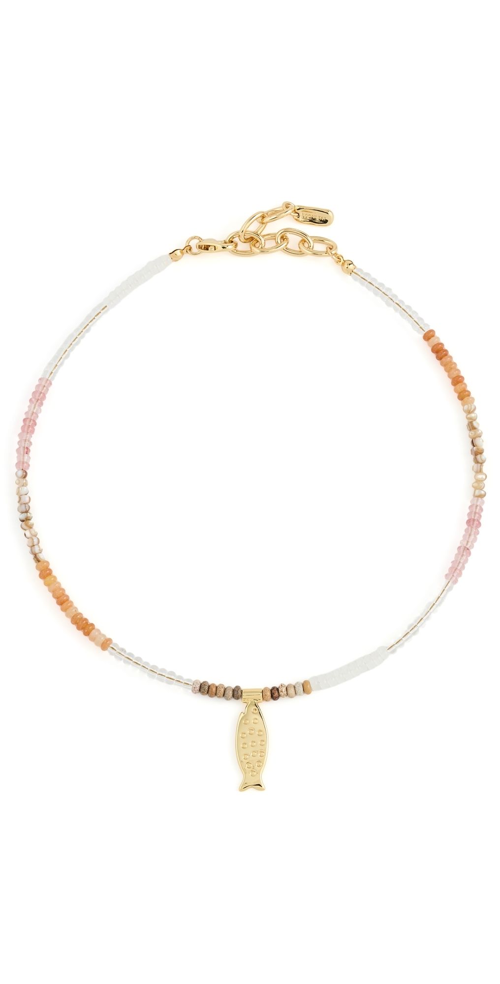 Logan Tay Pink Beaded Gold Fish Necklace Pink One Size