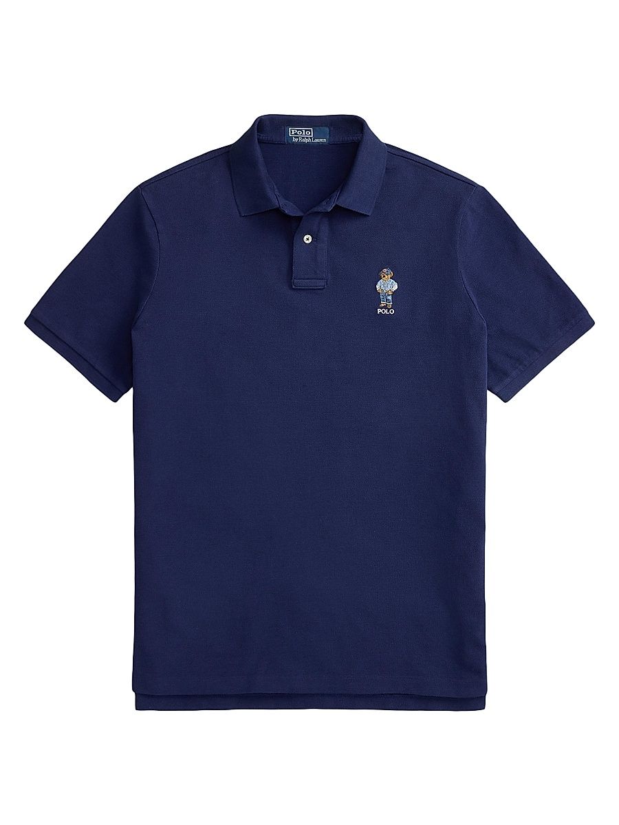 Men's Artisan Cotton Mesh Polo Shirt - Freshwater Denim Bear - Size XXL