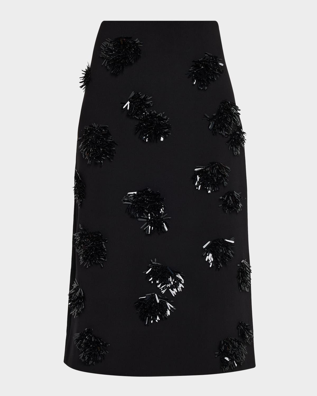 Moira Embroidered Compact Crepe Plunge-Neck Dress