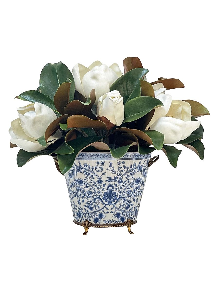 Everyday Newness Refresh Faux-Magnolia Arrangement - White Green