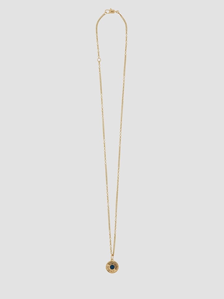 Saint Laurent Men's Medallion Necklace in Metal - Patinated Gold