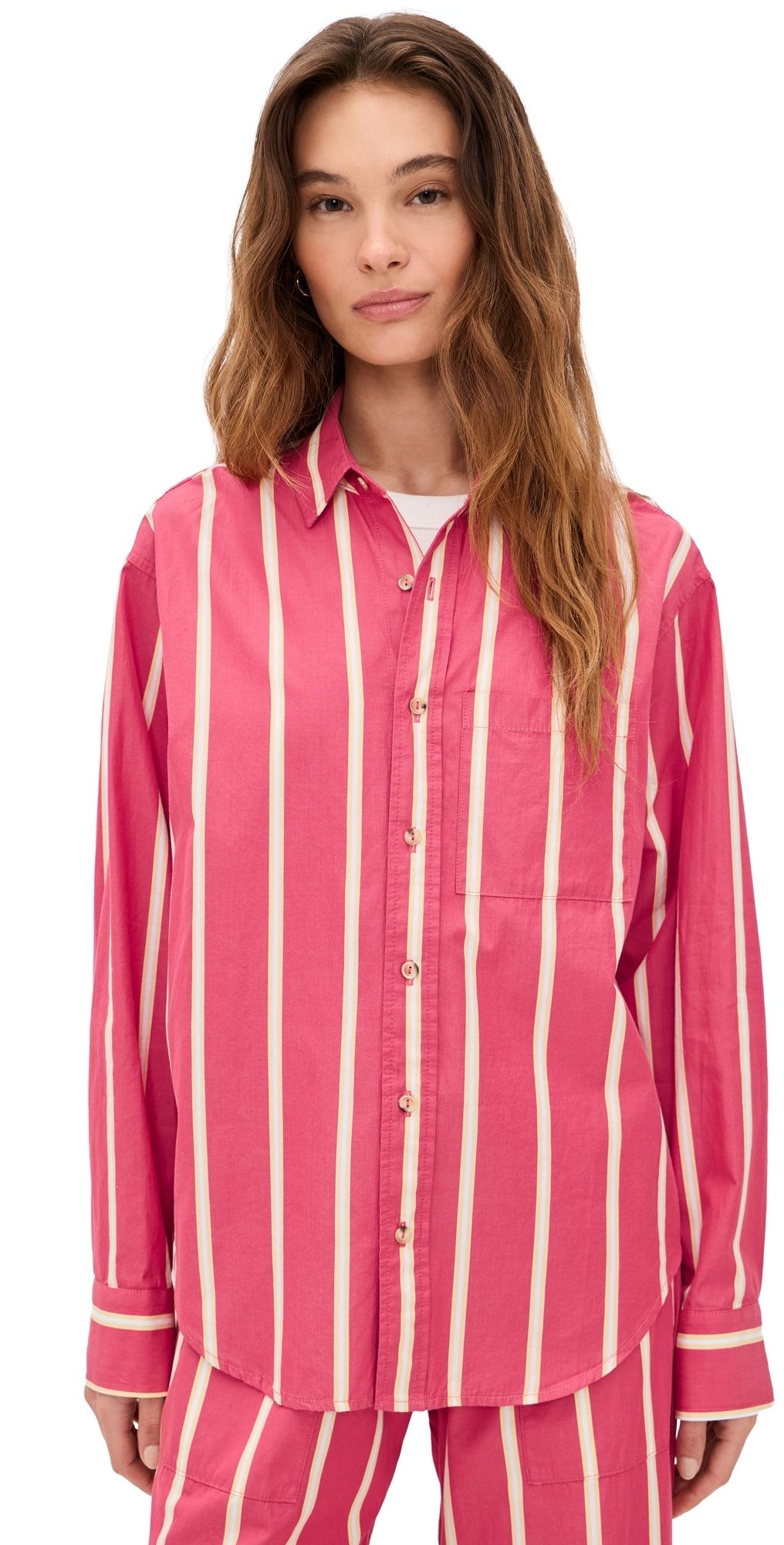 DONNI. The Pop Stripe Shirt Raspberry XXS