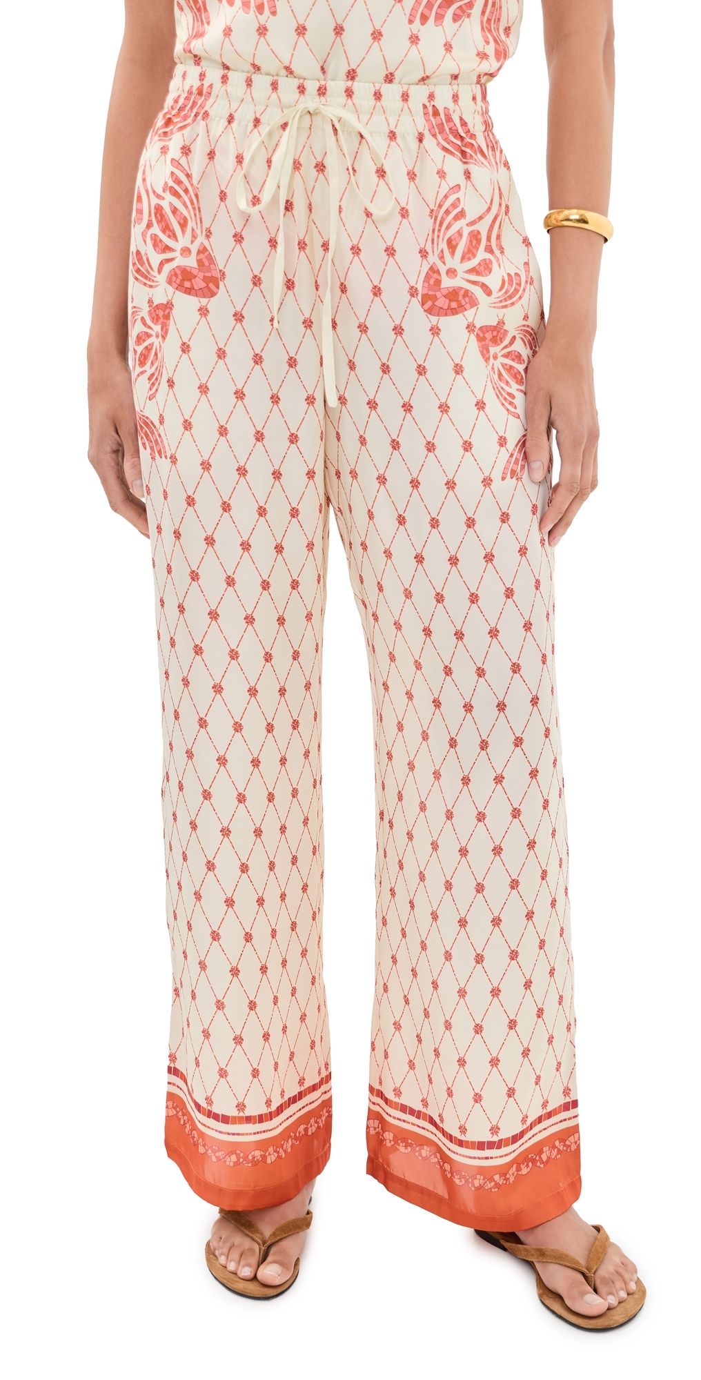 Shani Shemer Macey Pants Orange Mosaic Print M