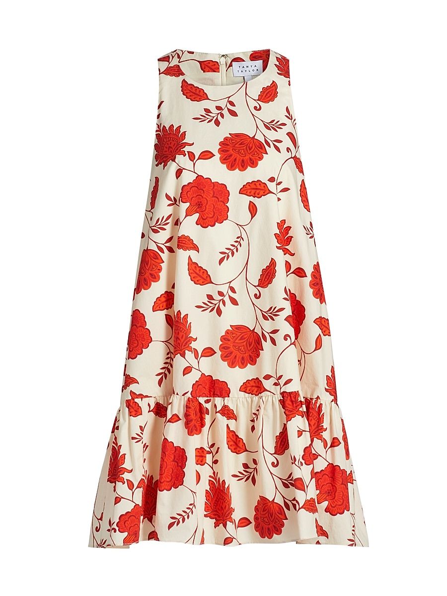 Women's Jessie Floral Cotton A-Line Minidress - Cream Tomato - Size Medium