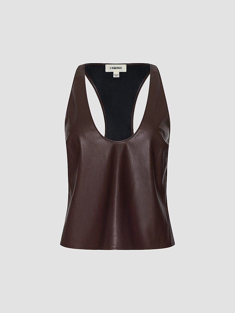 Women's Tullia Racerback Scoop Neck Tank Top - Deep Mahogany - Size XL